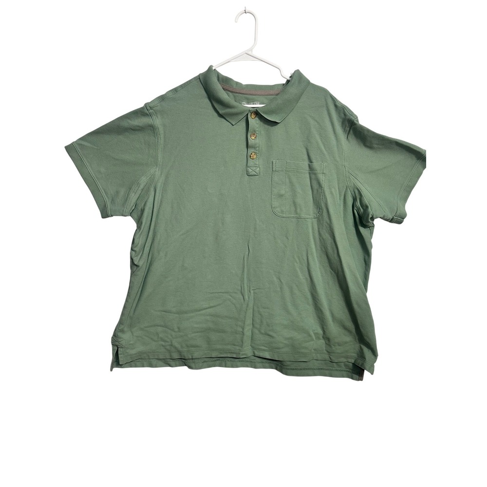 Duluth Trading Co Mens 3XL Relaxed Fit Polo Shirt Sage Green Cotton Pocket Pique - Picture 1 of 10